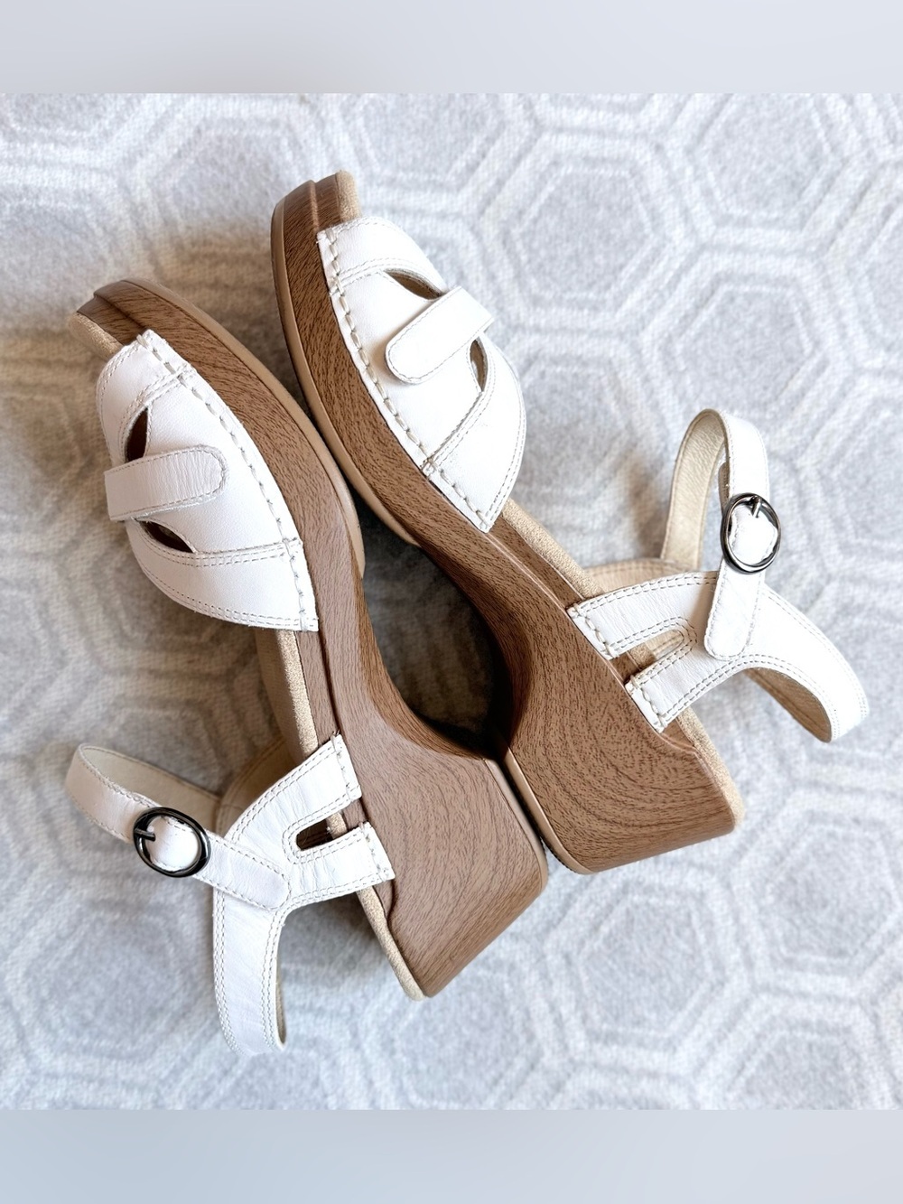 Dansko Season White Leather Sandals Adjustable Shoes Women’s EU 40 US 10 - Picture 7 of 14